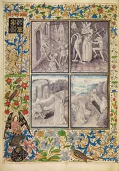 Saint Anthony Giving his Clothing to the Poor; Anthony Suffering Temptations; Anthony Burying Paul in the Desert; The Death and Burial of Saint Anthony